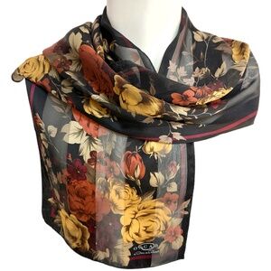 Oscar by Oscar de la Renta 100% Silk Scarf – Floral Stripe – 11” x 52”